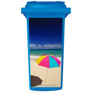 Bright Umbrella On A Beach Wheelie Bin Sticker Panel
